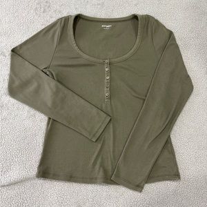 Old Navy Women's Olive Green Long Sleeve Top